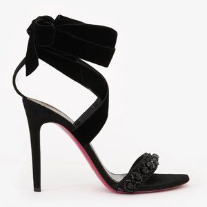 Dundas x Revolve Velvet Ribbon Embroidered Sandal Heel